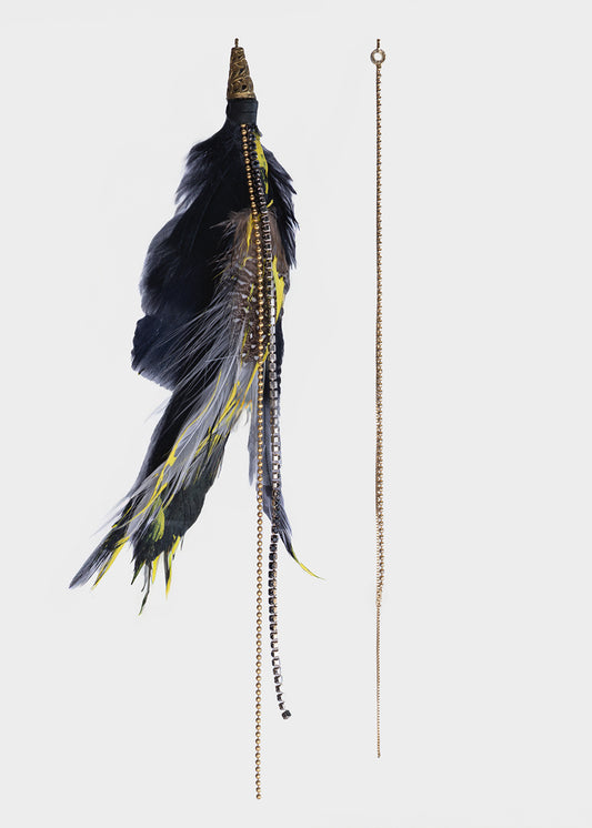EBJ Feather Earrings Black and Yellow