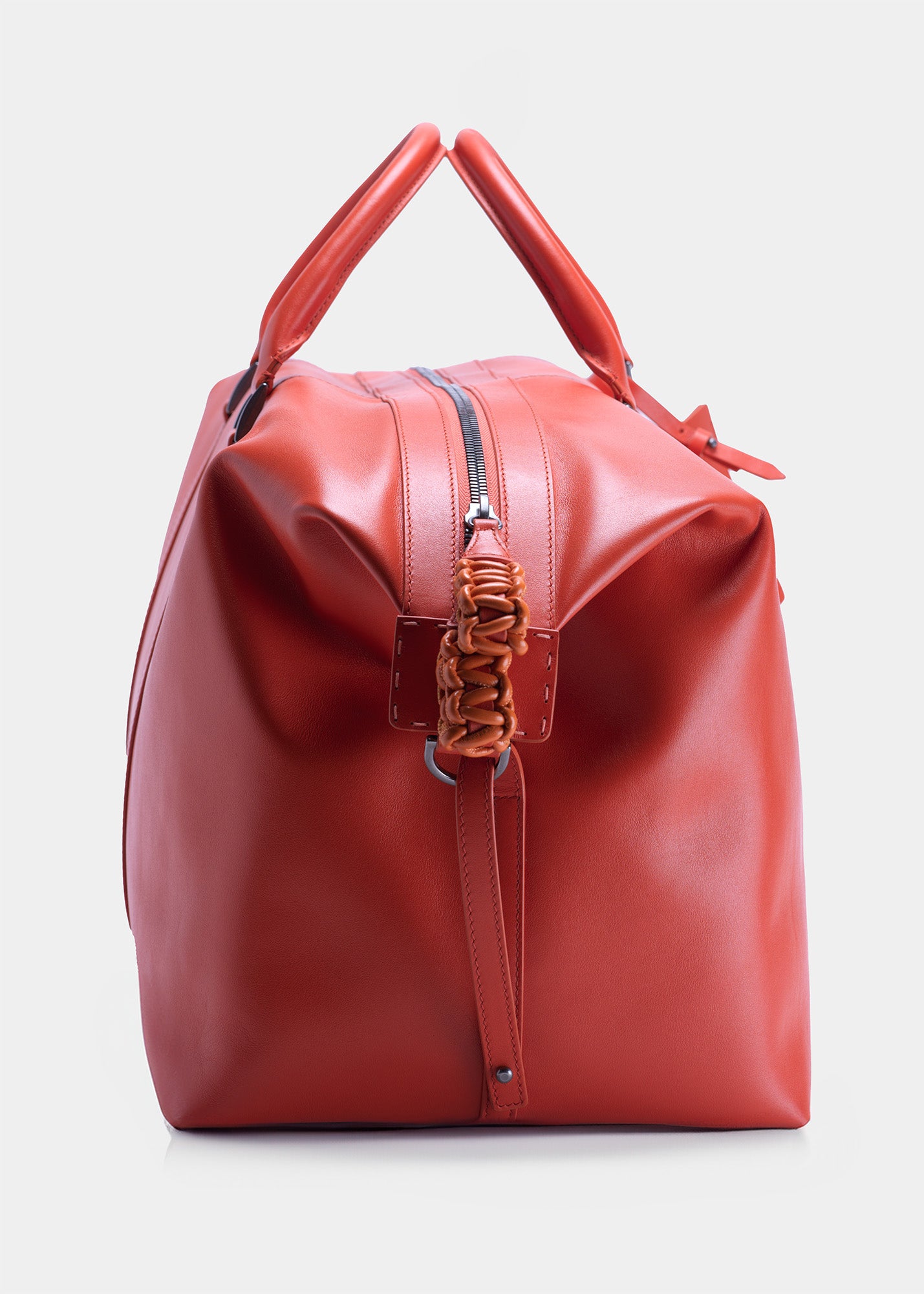 Savant Orange Leather Duffle Bag, Large
