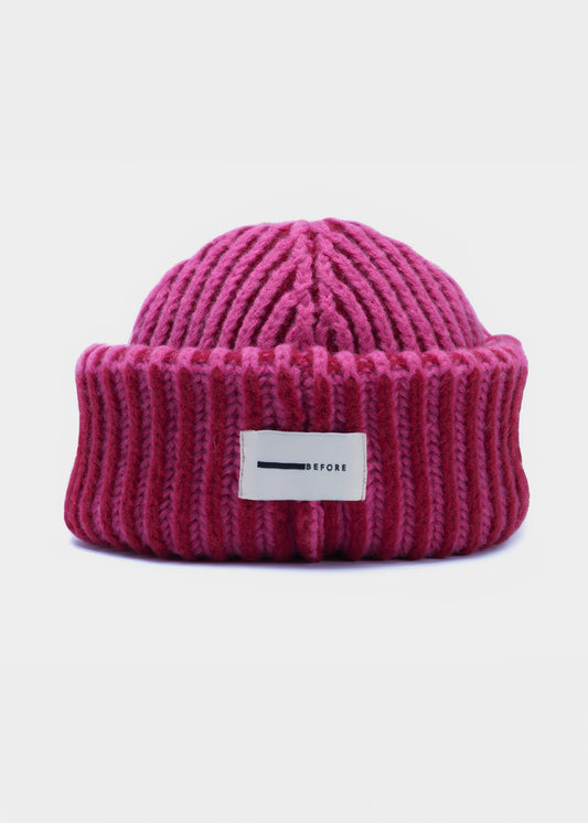 BEFORE Chunky Knit Hat Pink/Red