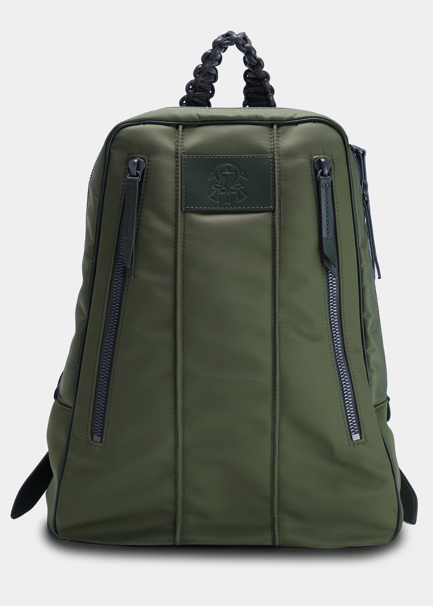 Savant Olive-Green Leather/Nylon Backpack, Small