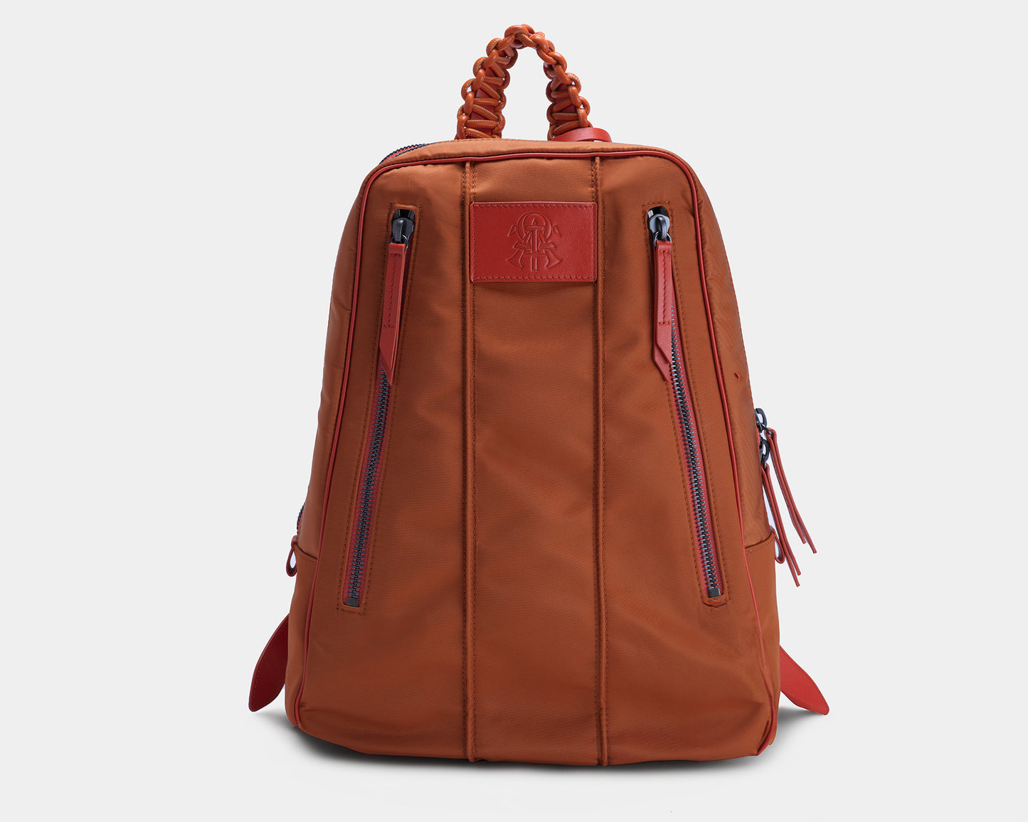 Savant Orange Leather/Nylon Backpack, Small