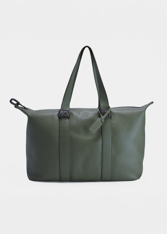 Savant Olive-Green Nylon/Leather Duffle Bag, Medium