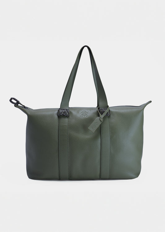 Savant Olive-Green Leather Duffle Bag, Medium