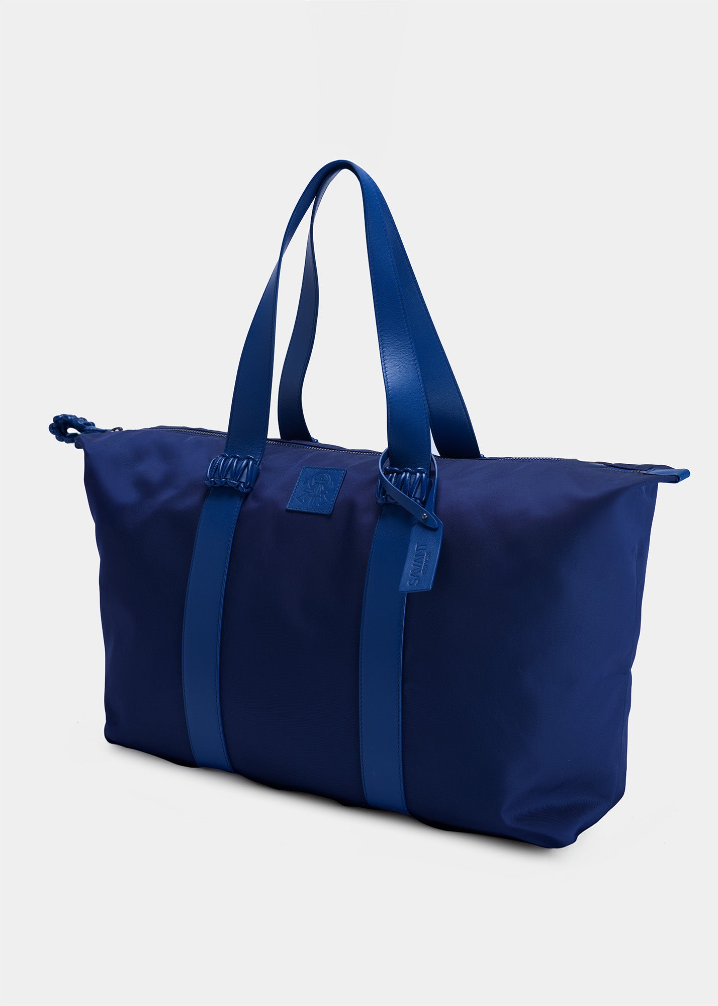 Savant Blue Nylon/Leather Duffle Bag, Medium